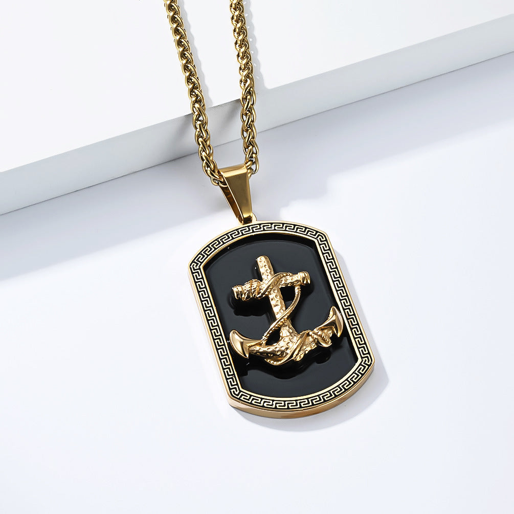 Planderful Anchor Pendant Necklace Titanium Steel Unisex Does Not Fade Everyday Genie