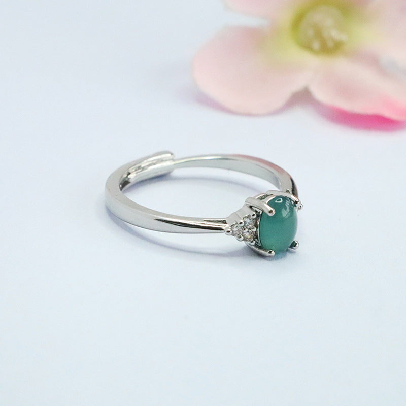 Blue-Water Jadeite Starburst Claw Ring