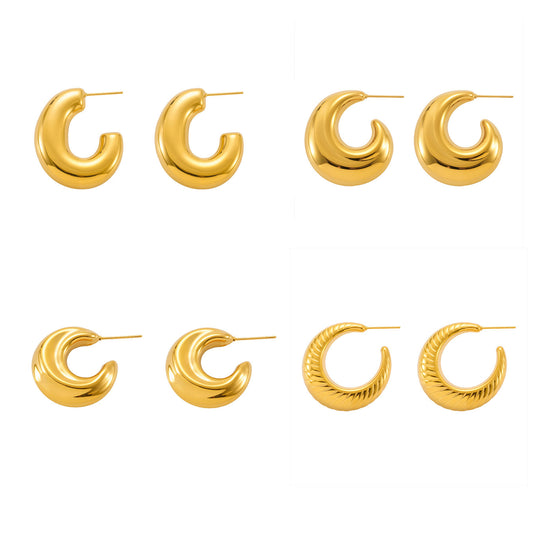 Planderful Hollow C Earrings 18K Gold Plated for Women