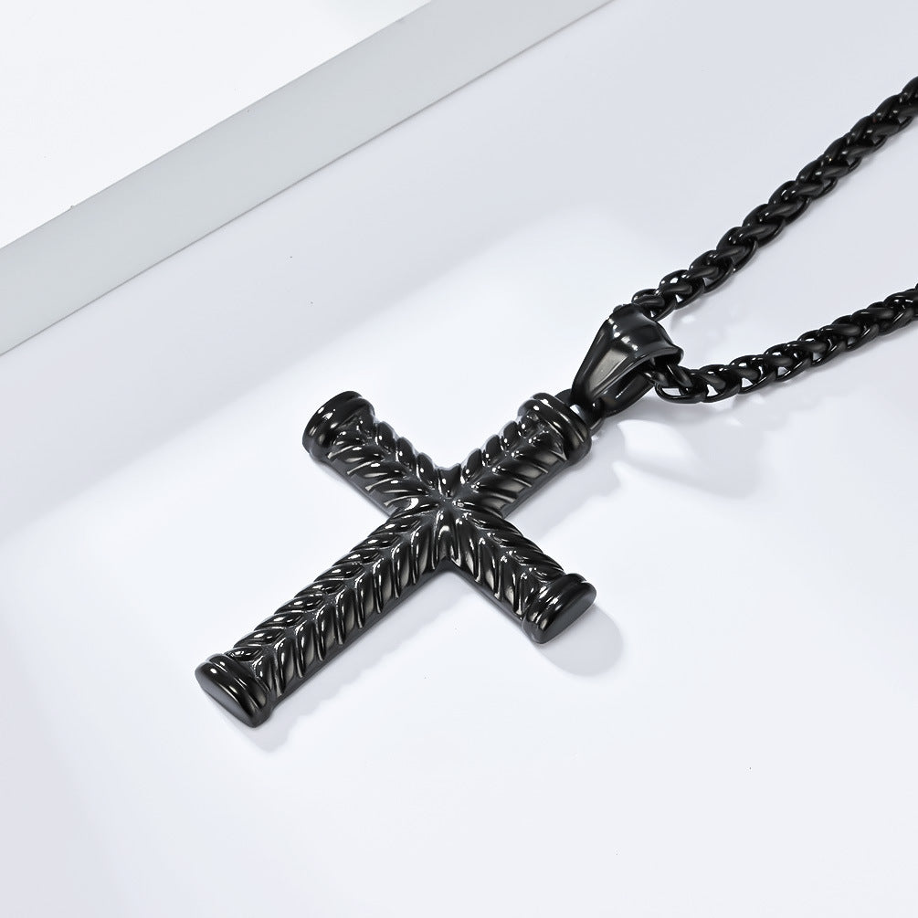 European And American Classic Titanium Steel 18K Gold Cross Necklace For Men