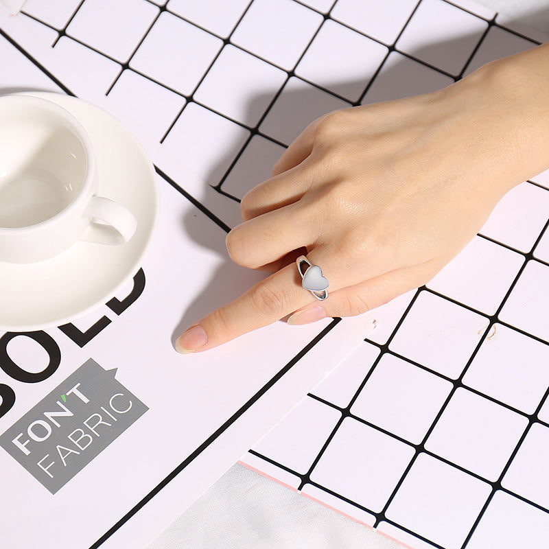 Love Titanium Steel Heart Urn Casting Ring Openable Ladies Pet Ring