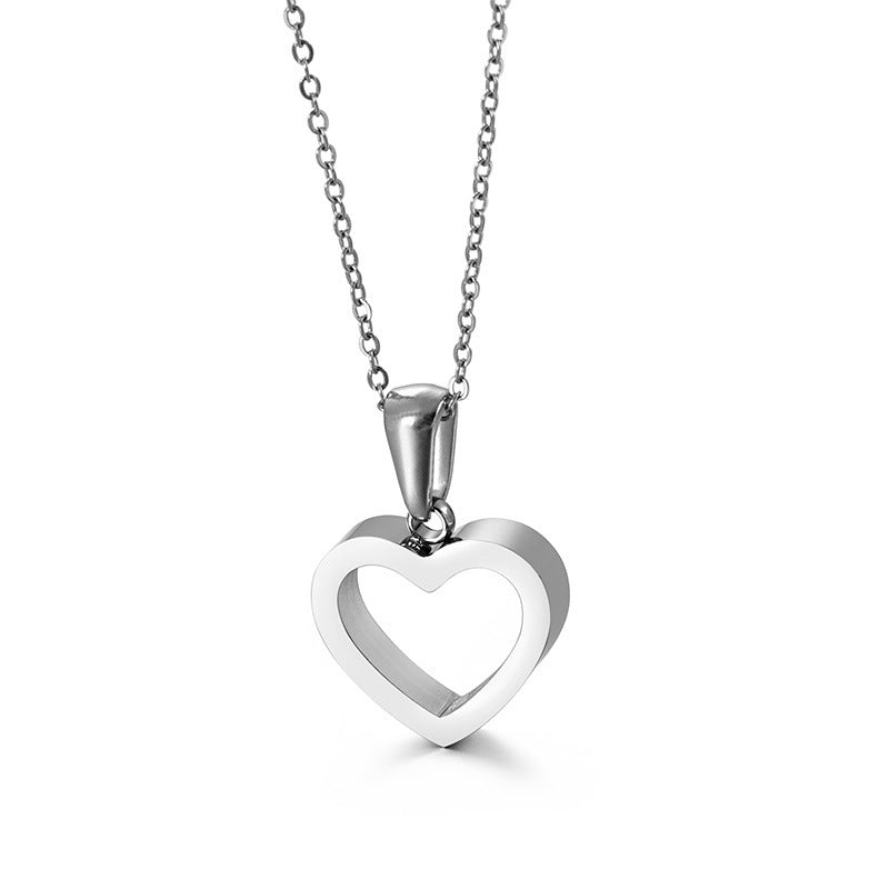 Light Hollow Love Titanium Steel Women's'S Necklace, Japan And South Korea Stainless Steel
