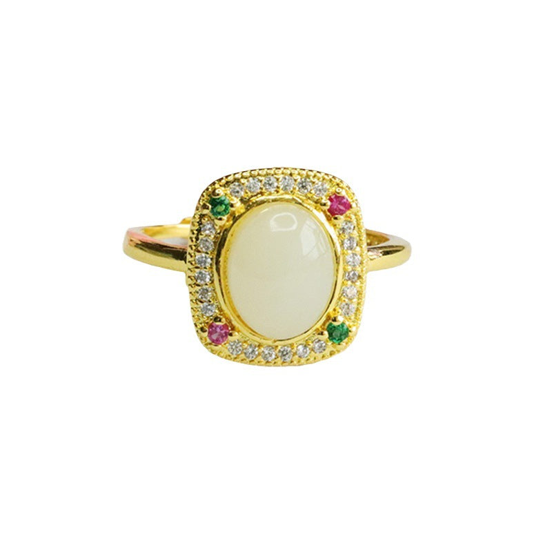 Hetian Jade Vintage Square Ring