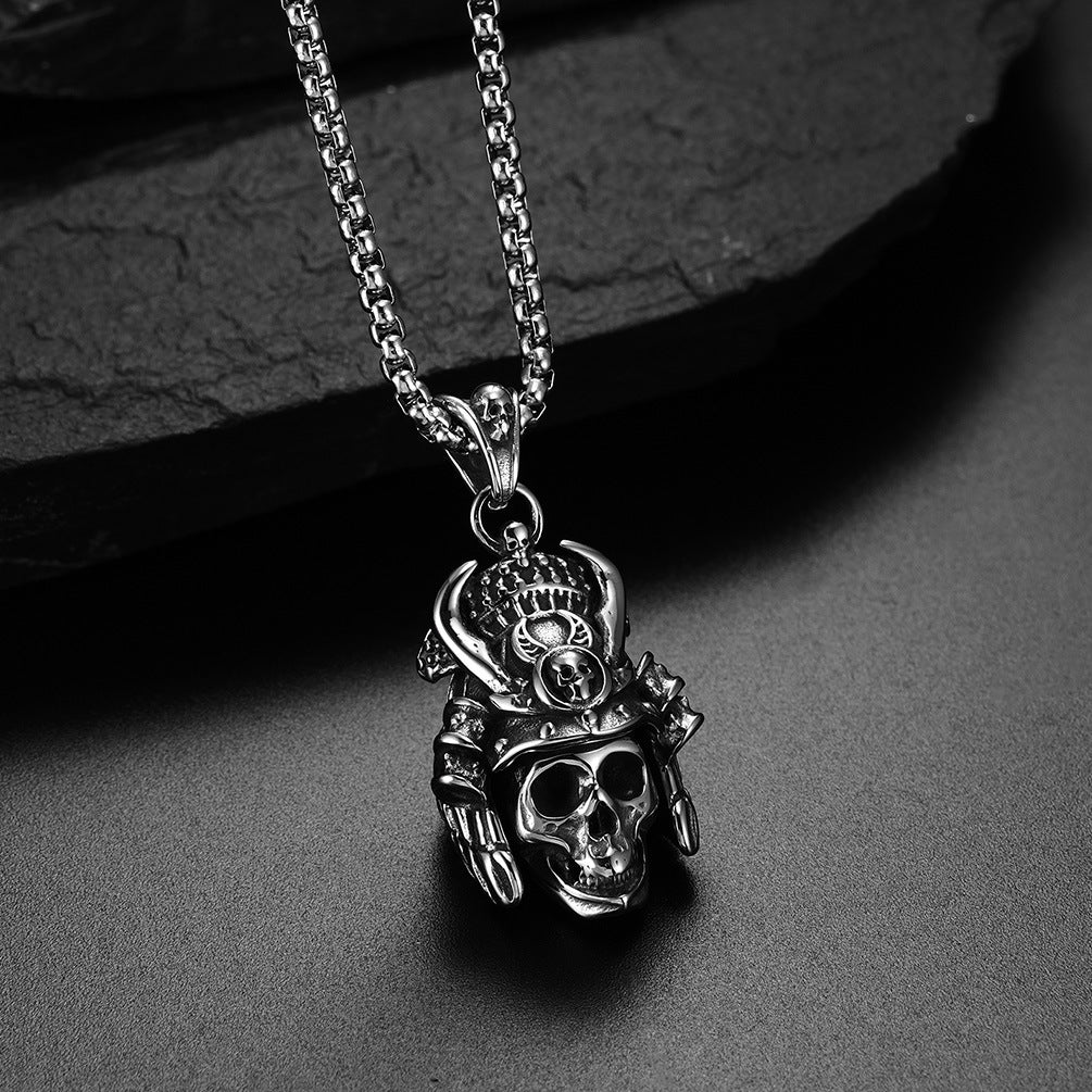 Japanese Ghost Warrior Stainless Steel Pendant Necklace for Men