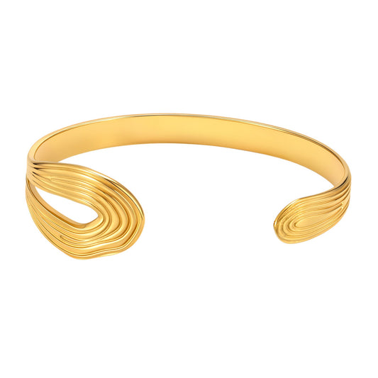 Textured Adjustable Stainless Steel Bracelet for Women