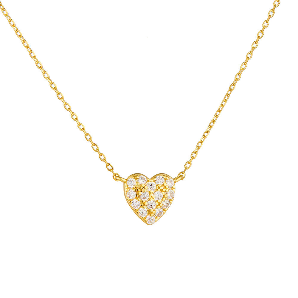 S925 Sterling Silver Heart-Shaped Micro-Inlaid Zircon Necklace Sweet And Full Of Love