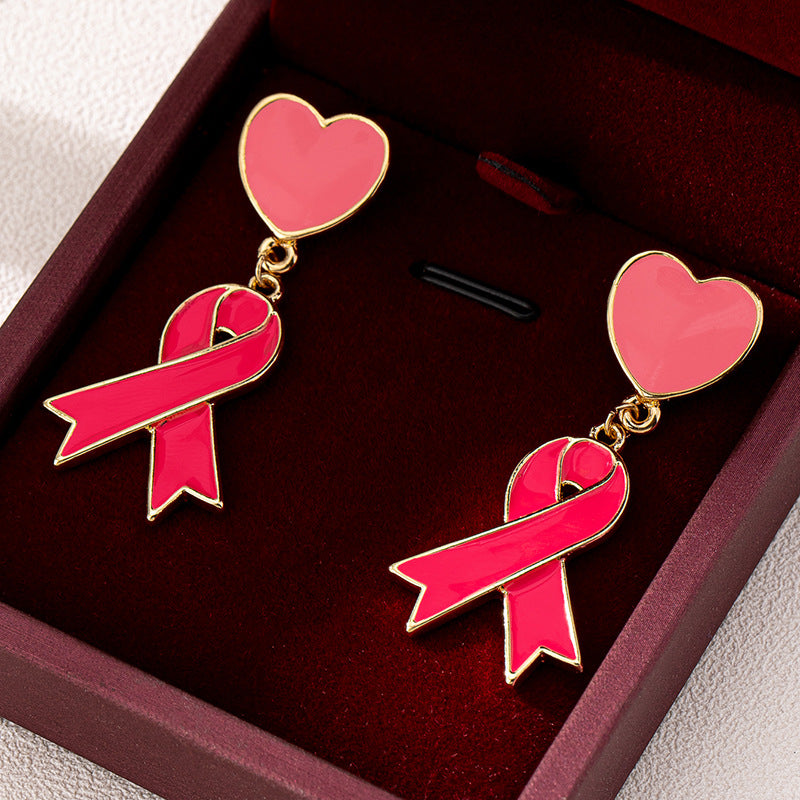 Planderful Vienna Verve Earrings – Elegant Metal Design with Pink Drip Detail