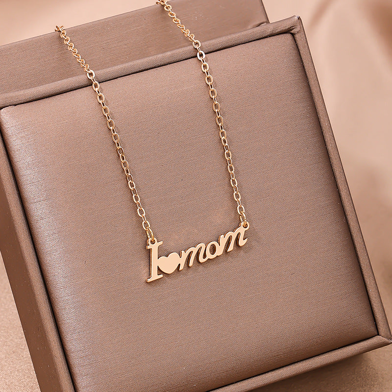 Mother's Day Gift: Stylish Metal Heart Letter MOM Necklace