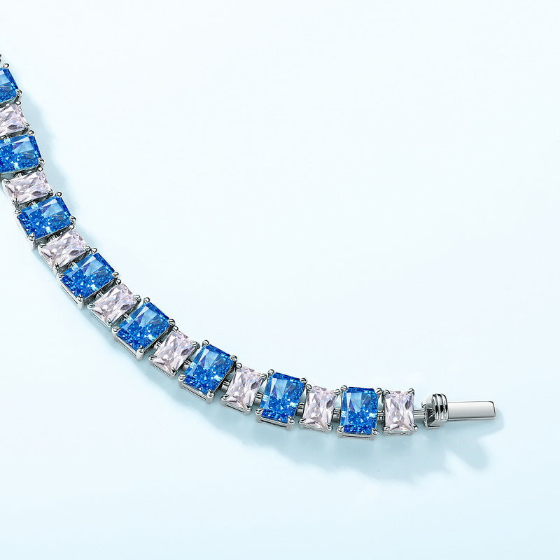 S925 Sterling Silver High-Carbon Stone Flower Ice-Cut Bracelet