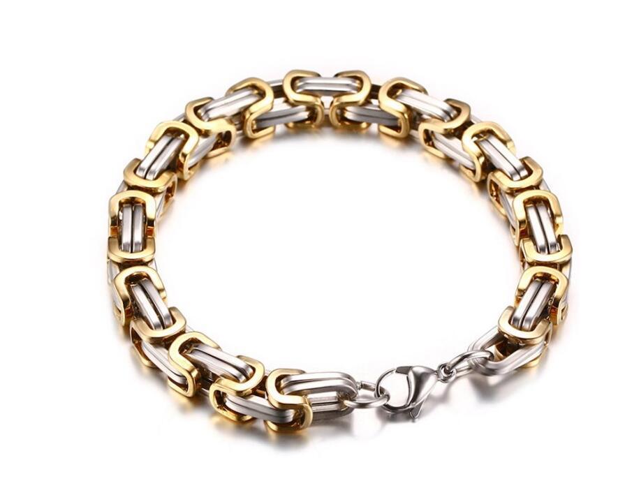 Square Byzantine Gold Foreign Stainless Steel Bracelet for Men