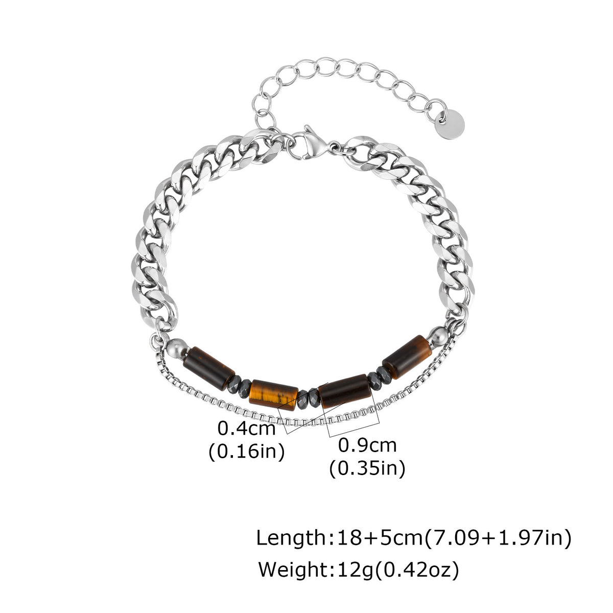 Tiger's Eye Stainless Steel Bracelet