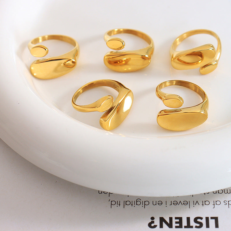 Unique Open Ring in Titanium Steel with 18k Gold Tail Detail - Everyday Genie Collection