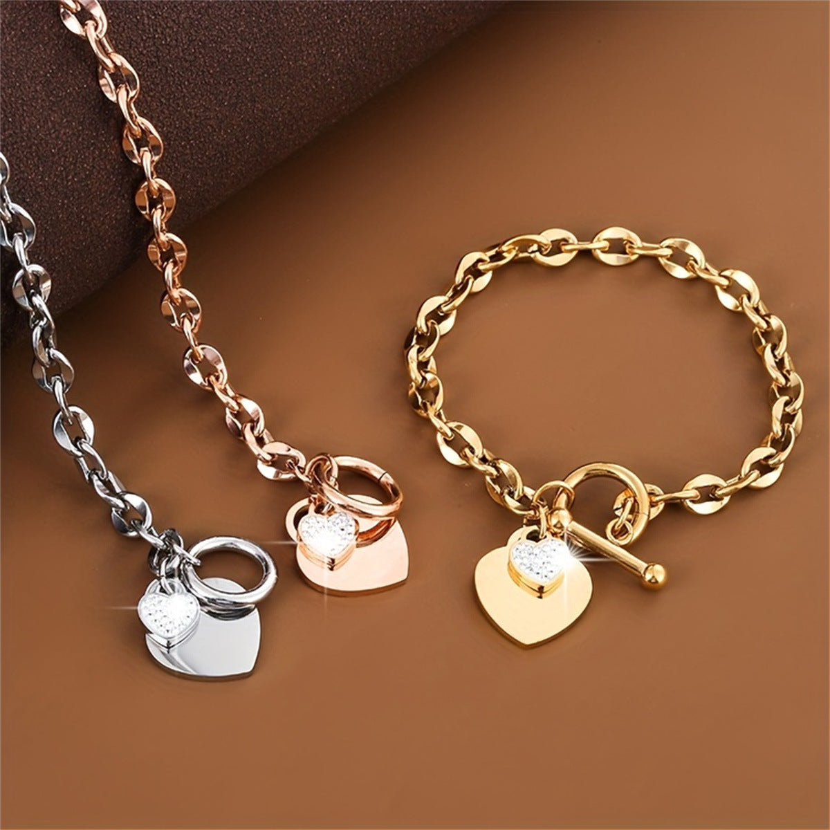 Planderful Jewelry Elegant Heart Shaped Buckle Stainless Steel Bracelet For Everyday Wear Gift