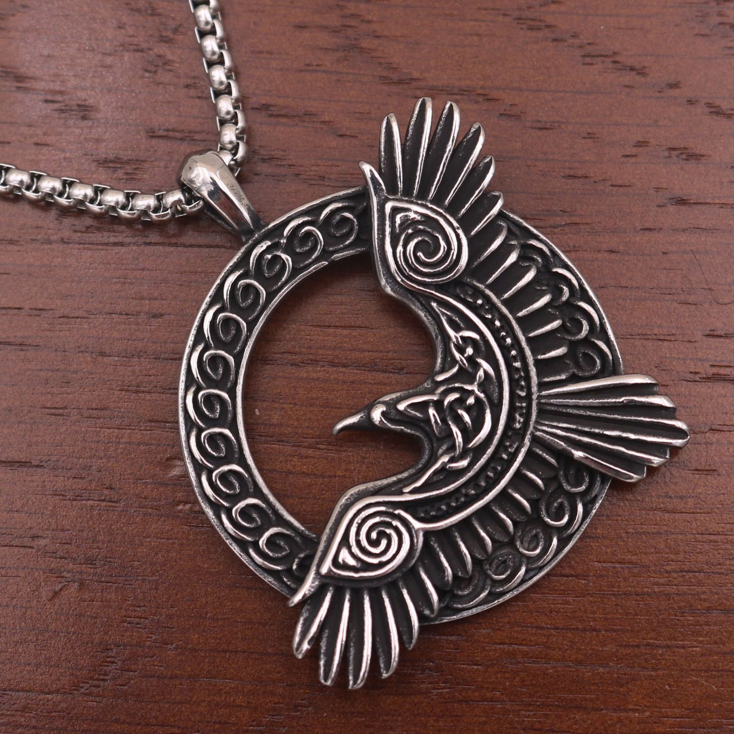 Viking Crow Titanium Steel Necklace - European American Animal Talisman Pendant