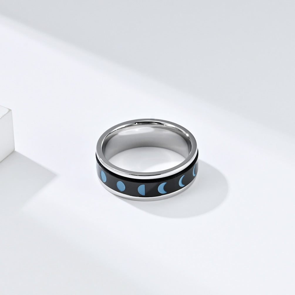 Planderful Total Solar Eclipse Anxiety Relief Ring Rotatable Stainless Steel Fidget Jewelry For Stress Relief
