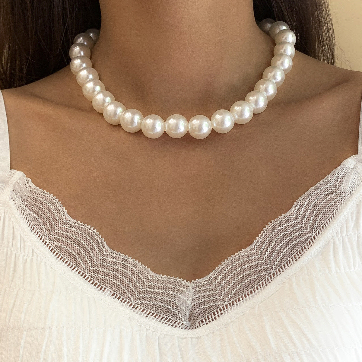 Multi-Layer Pearl and Diamond Heart Necklace with European Flair
