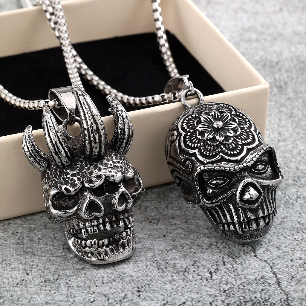 Punk Mask Stainless Steel Pendant Necklace