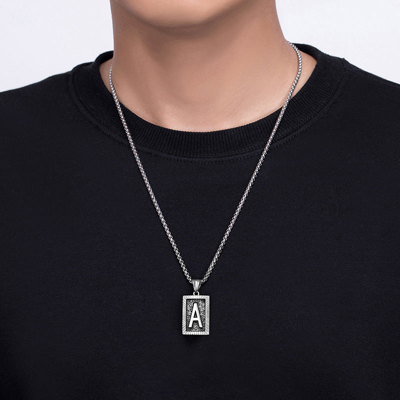 Steel Necklace – Dainty Brand Letter Pendant For Hip Hop Street Style Chain By Planderful