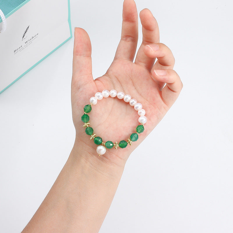 Fortune's Favor Natural Crystal and Pearl Sterling Silver Bracelet