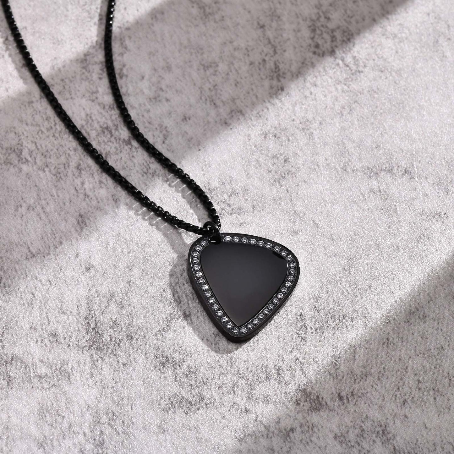 Men's Fashion Accessories Stainless Steel Guitar Pendant Black