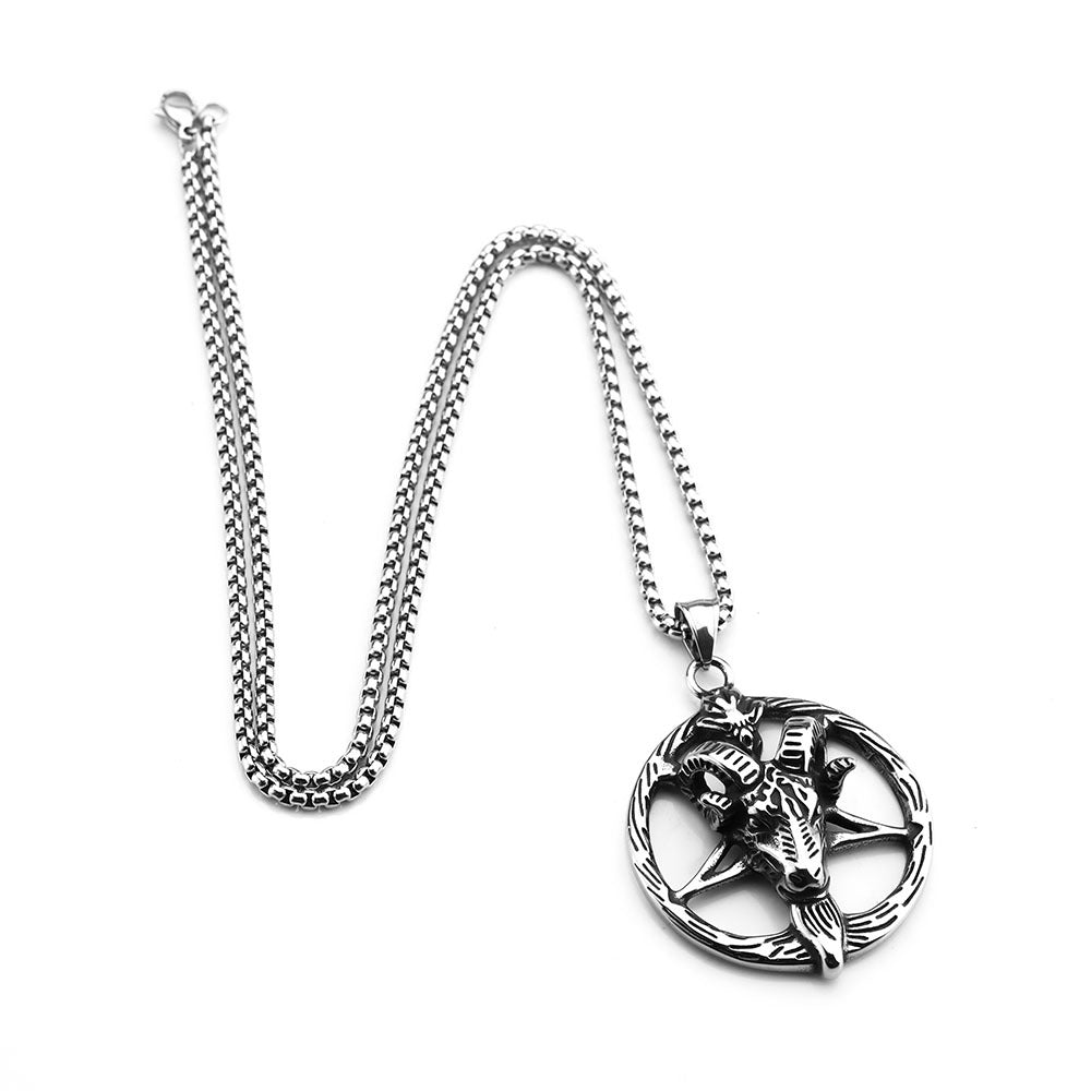 Planderful Nordic Hexagram Ram Head Pendant For Men Durable Stainless Steel Necklace