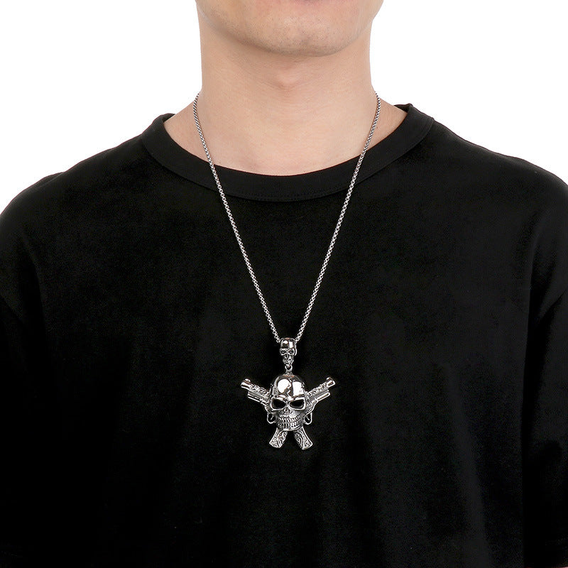 Planderful Skull Pendant Men Mechanical Pirate Necklace