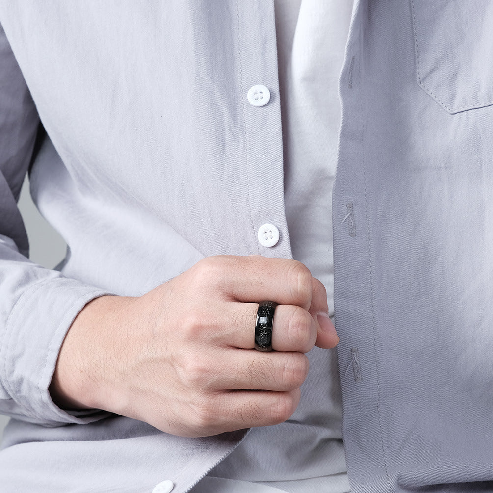 Amazon 468mm Tungsten Steel Inlaid Black Silk Ring Couples