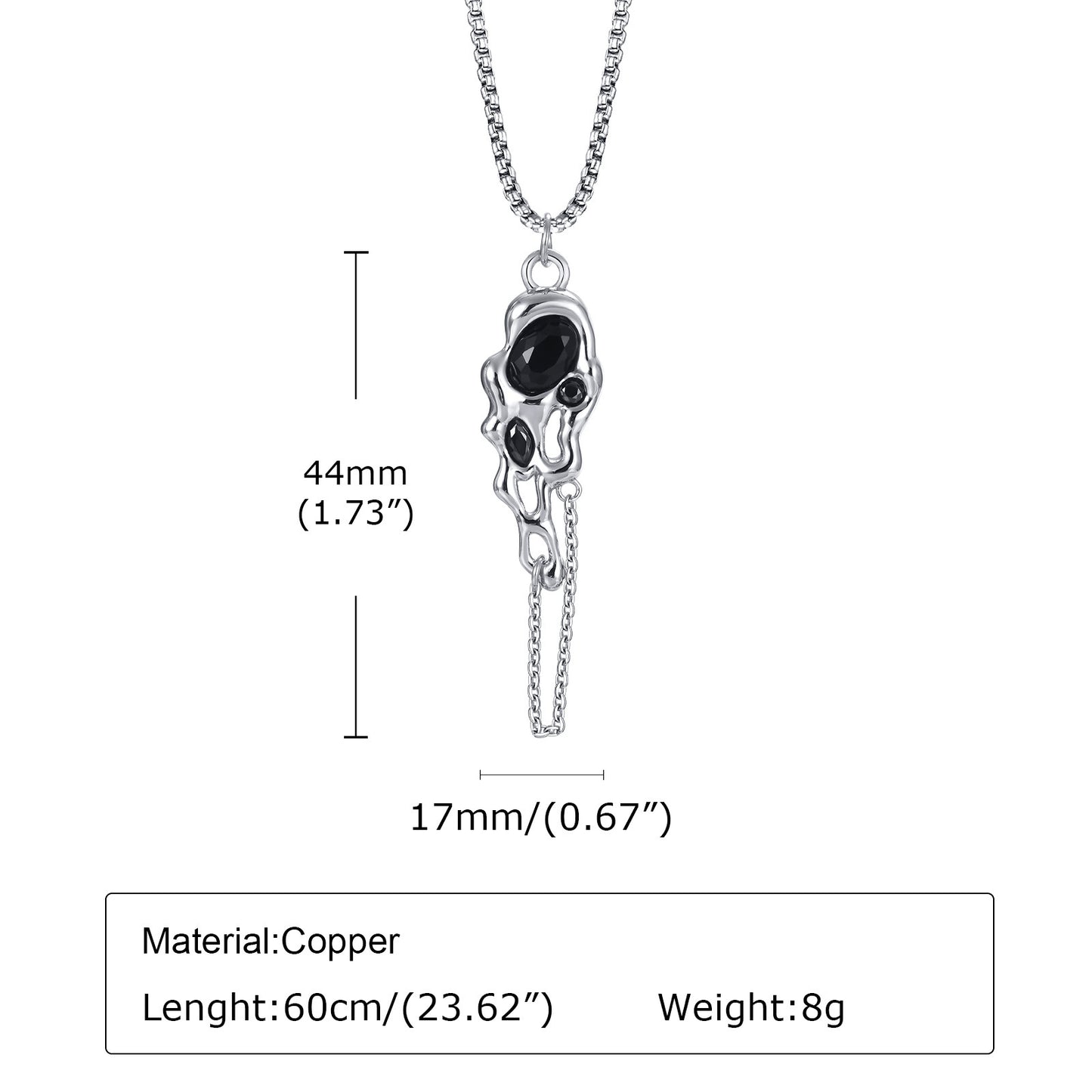 Men's Necklace Copper Black Hole Pendant Geometric Love Silver