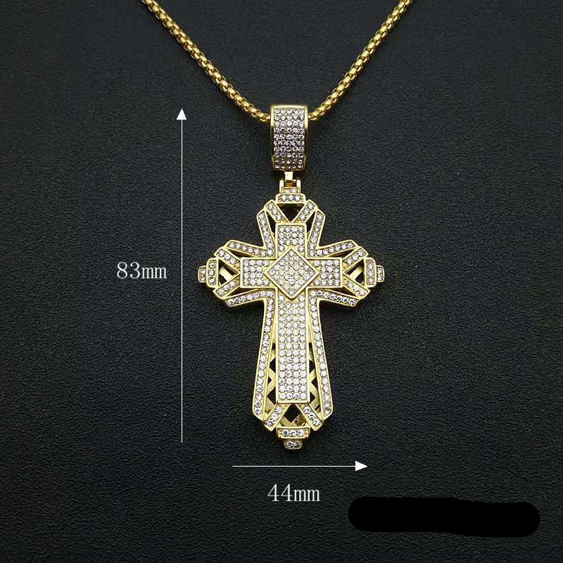 Steel Necklace - Statement Cross Pendant