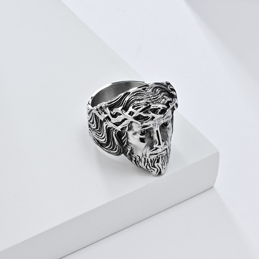 Planderful Everyday Genie Titanium Steel Ring For Men With Retro Pattern Customizable Engraving