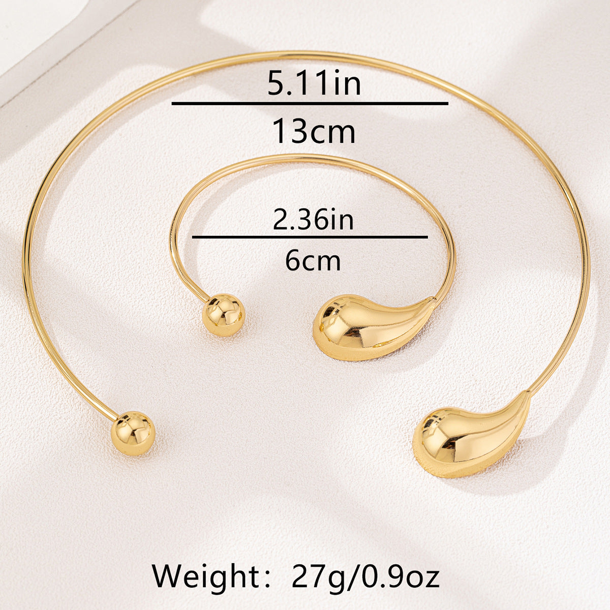 Planderful Water Drop Minimalist Collar Bracelet Set Women