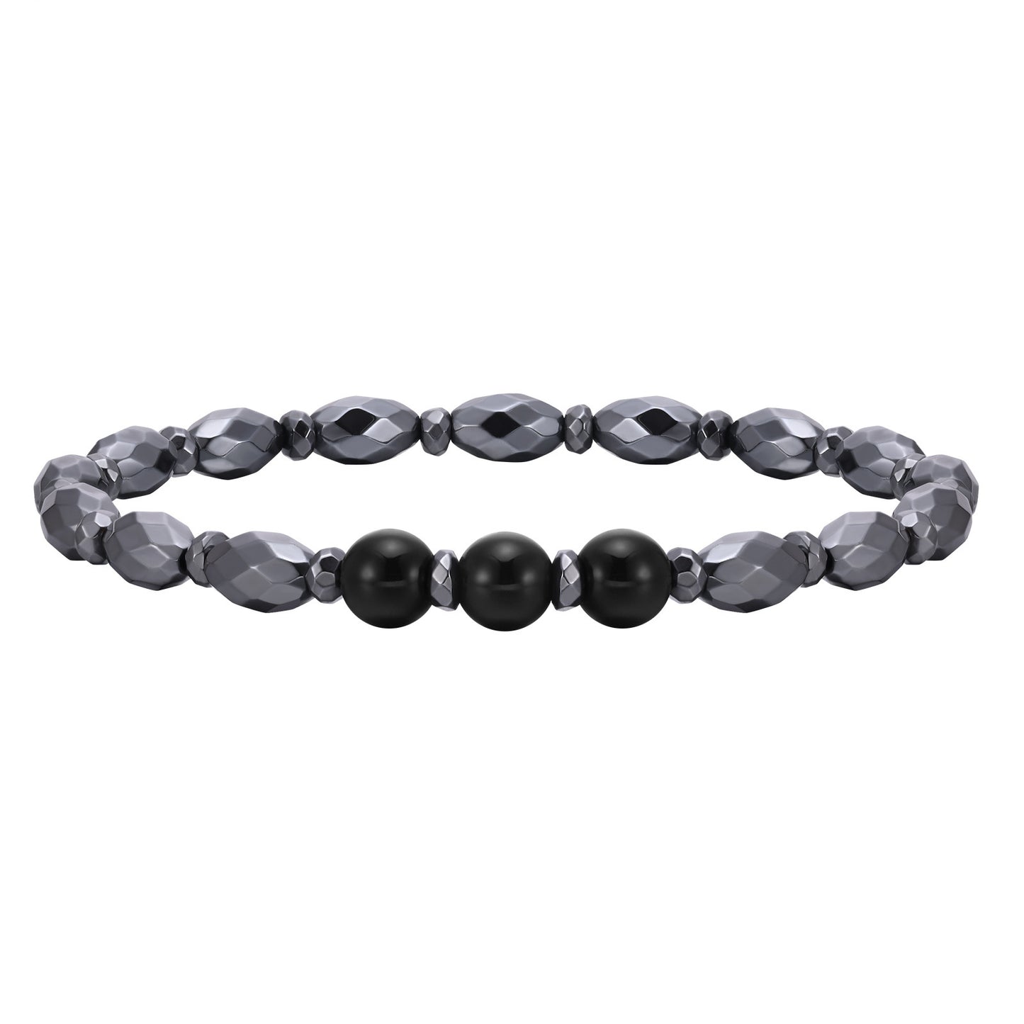 Agate Black Gallstone Oval Beaded Bracelet Men's Fashion