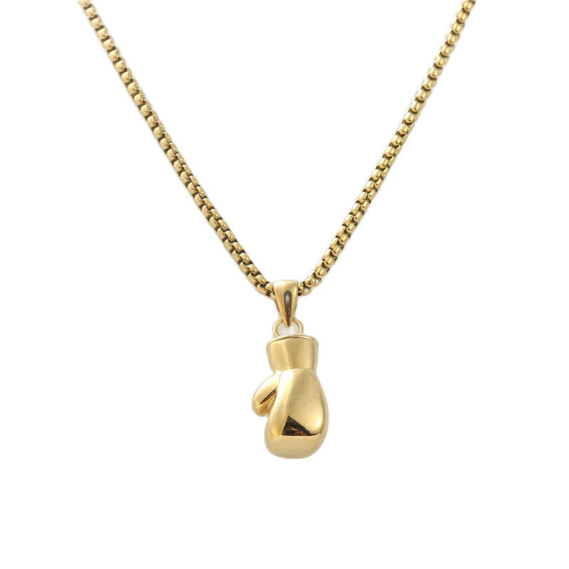 Personalized Titanium Steel Boxing Gloves Pendant Necklace for Men - Trendy Retro Design
