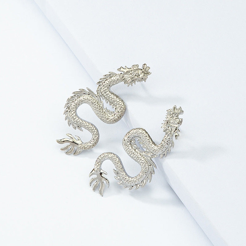 Celestial Alloy Dragon Earrings, Vintage Retro Style with Unique Geometric Design