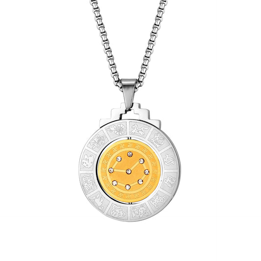 Stainless Steel Necklace Planderful Everyday Genie Rotatable Zodiac Beidou Seven Stars For Men