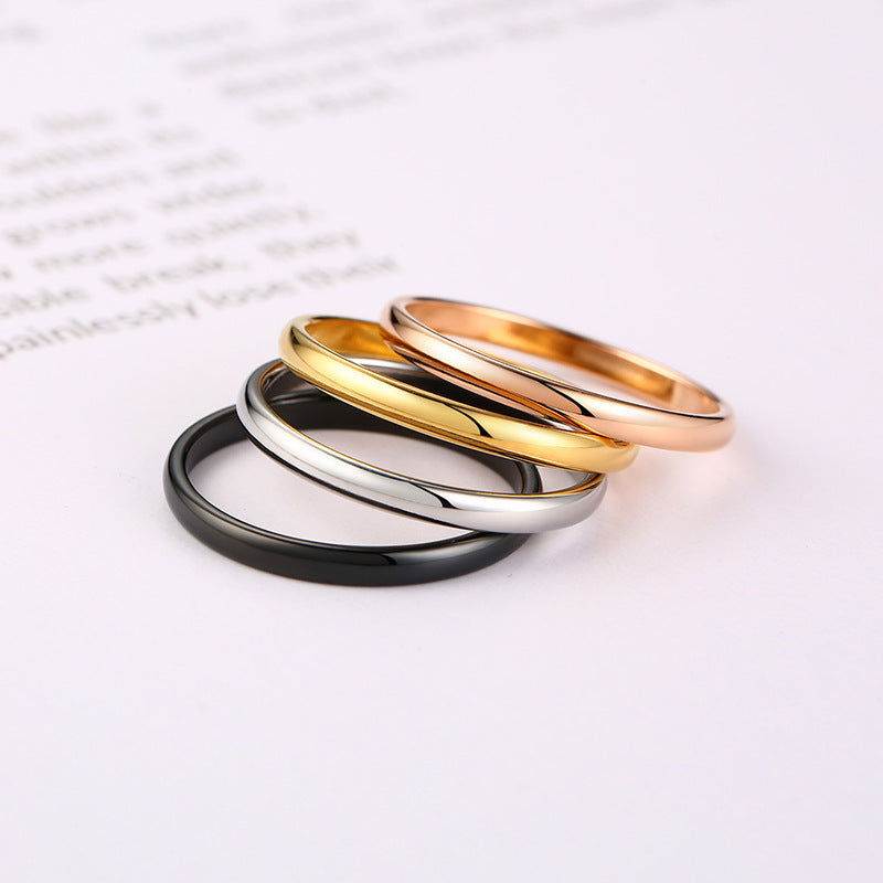 Plain Ring Thin Ring Women's Stainless Steel Couple Ring