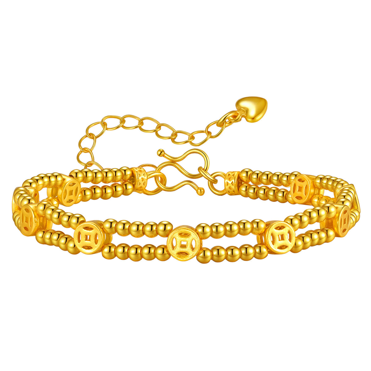 Copper Double-Row Copper Coin Transfer Bead Bracelet – Women's Lucky