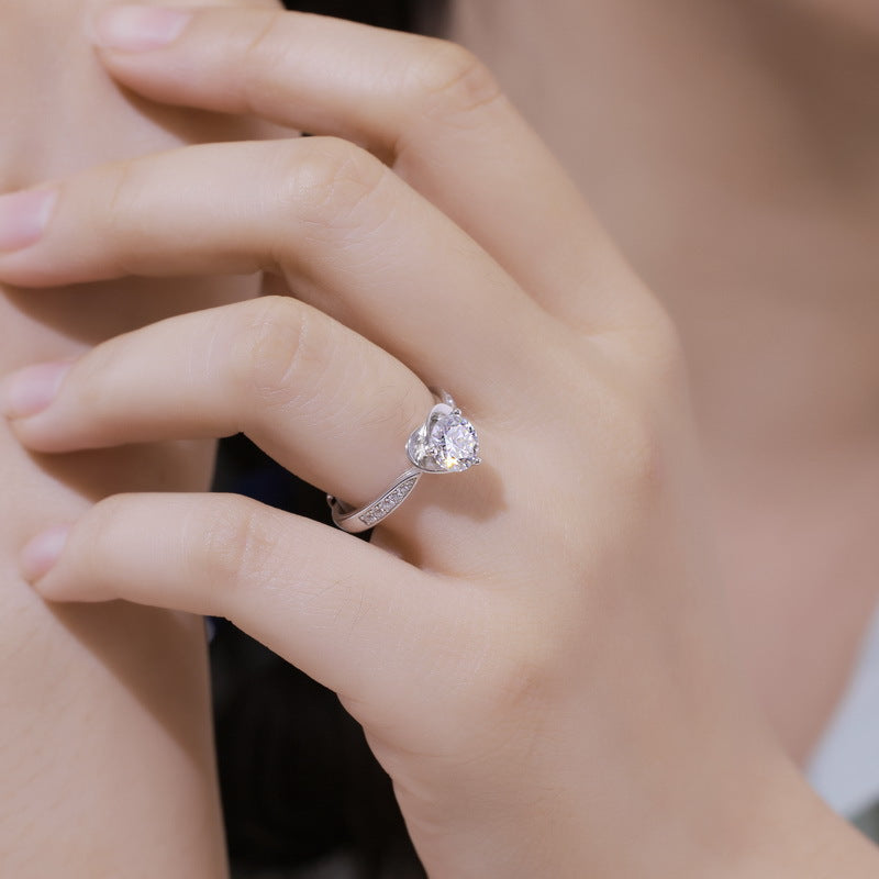 Planderful Classic Moissanite Sterling Silver Ring – 6.5 × 6.5 mm, 1 ct – Style 6