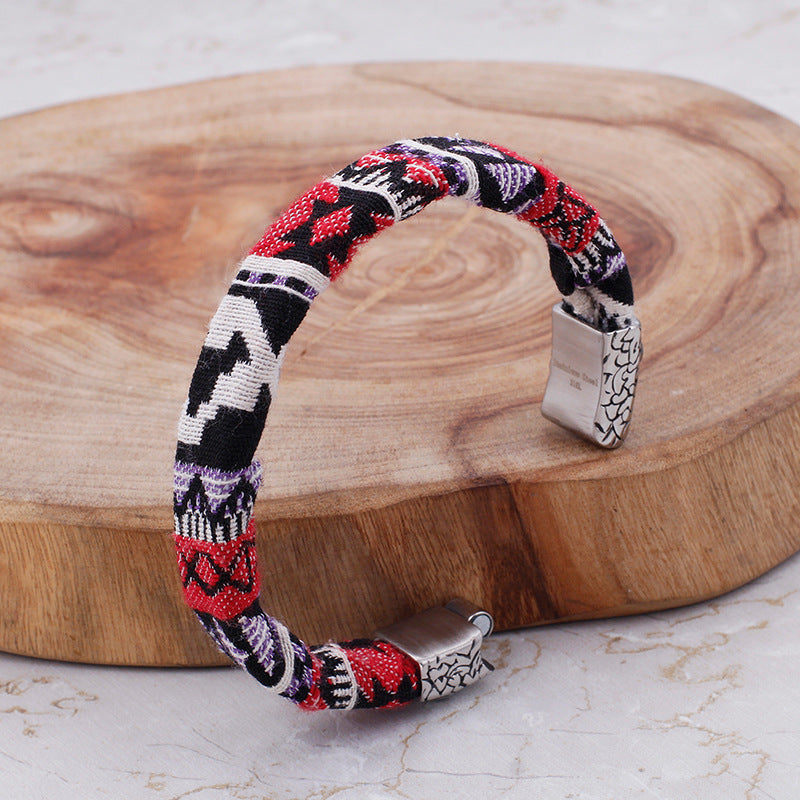 Sports Canvas Skull Men's Titanium Steel Bracelet