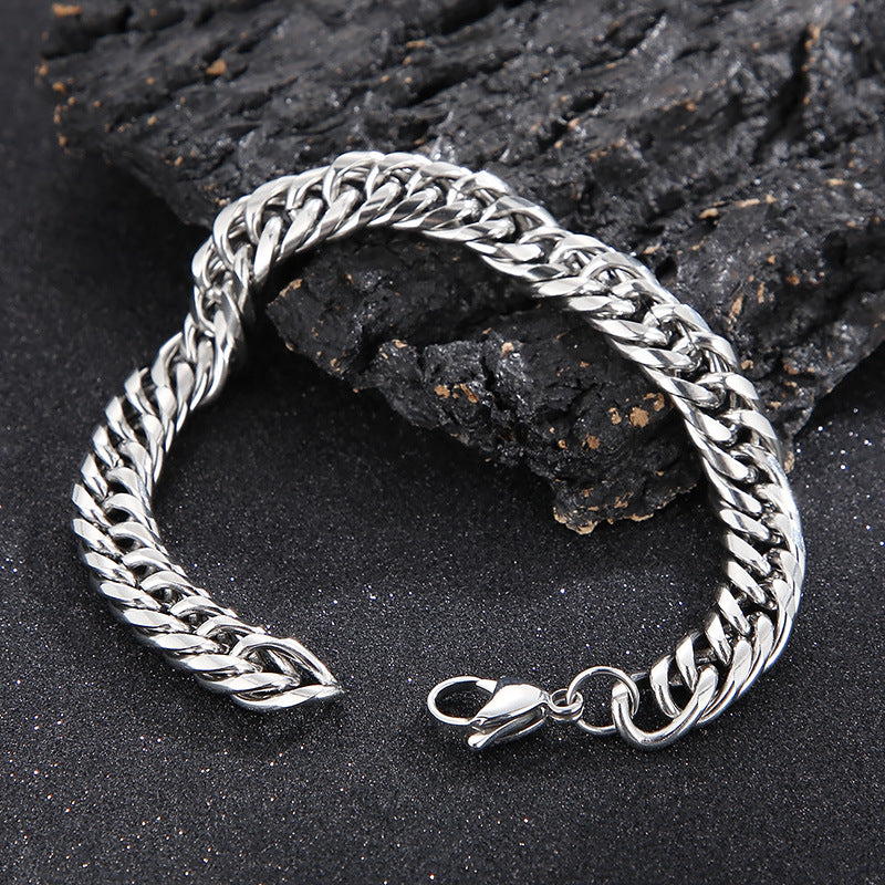 Cool Men's Titanium Steel Does Not Fade Lobster Buckle Bracelet Girls Niche Bracelet A