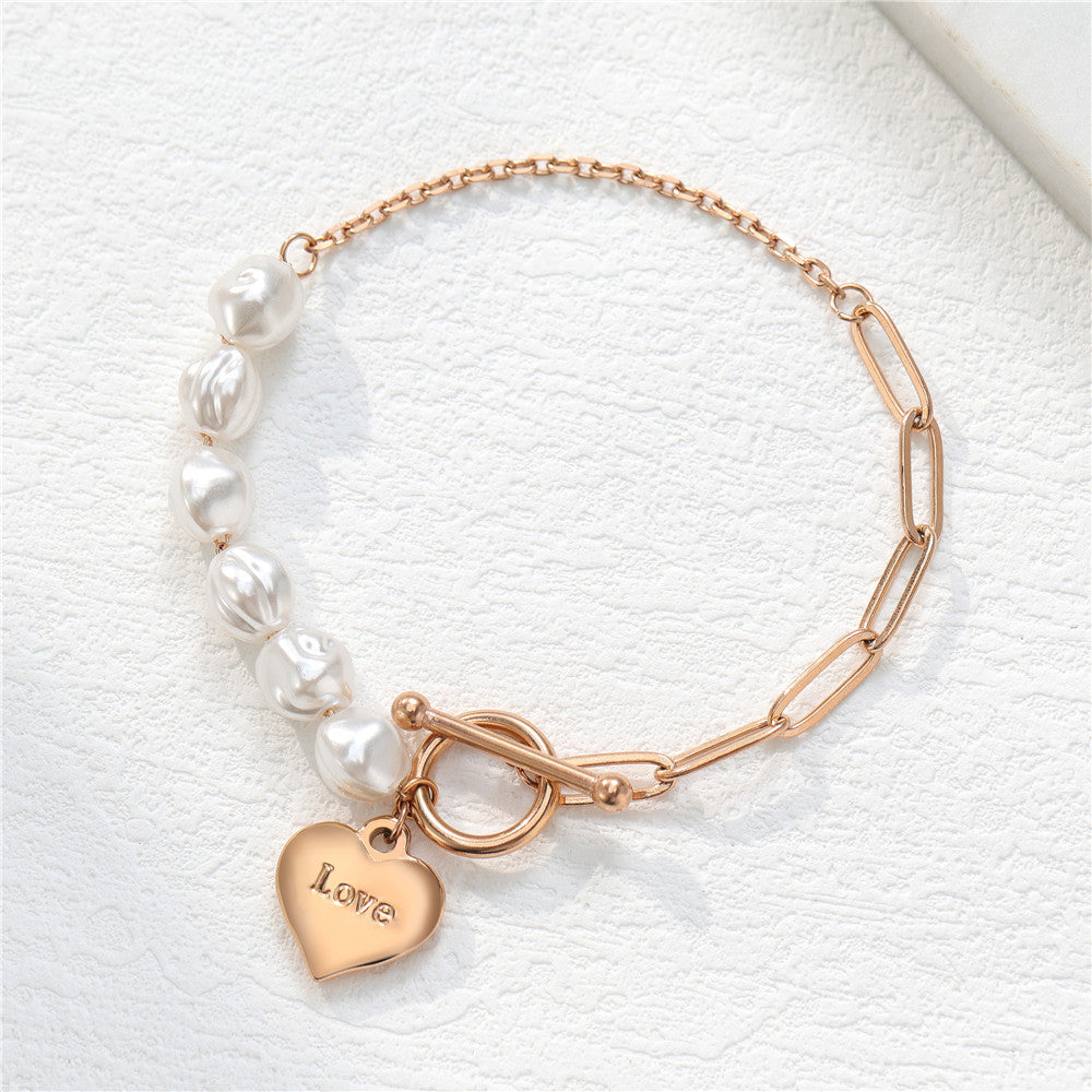 Planderful Pearl Heart Bracelet For Women And Men Minimalist Chic Protection Statement Jewelry