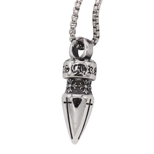 Titanium Steel Pendant Cross Bullet For Men And Women Retro Style Necklace Planderful