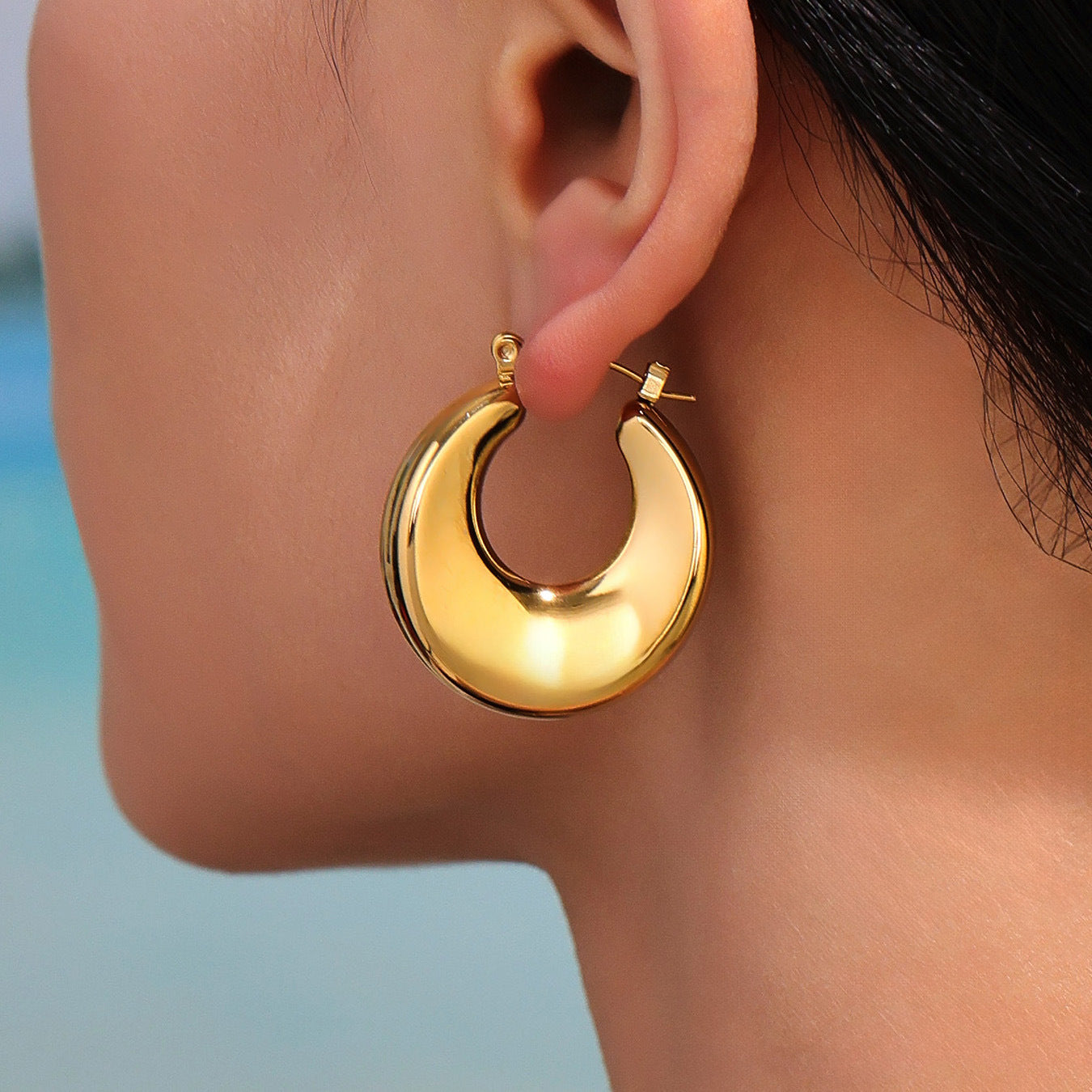 Planderful Genie 18K Gold Circle Geometric Earrings Women