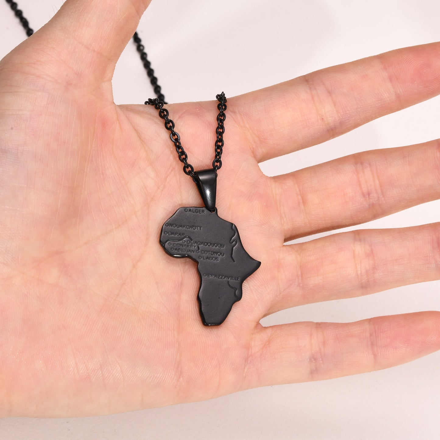 Stainless Steel Africa Map Pendant Necklace for Men