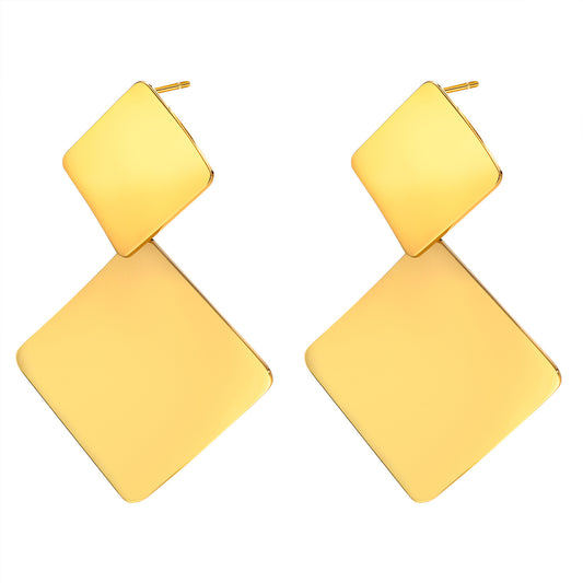 Geometric Earrings Simple Square Earrings Gold Rhombus Women