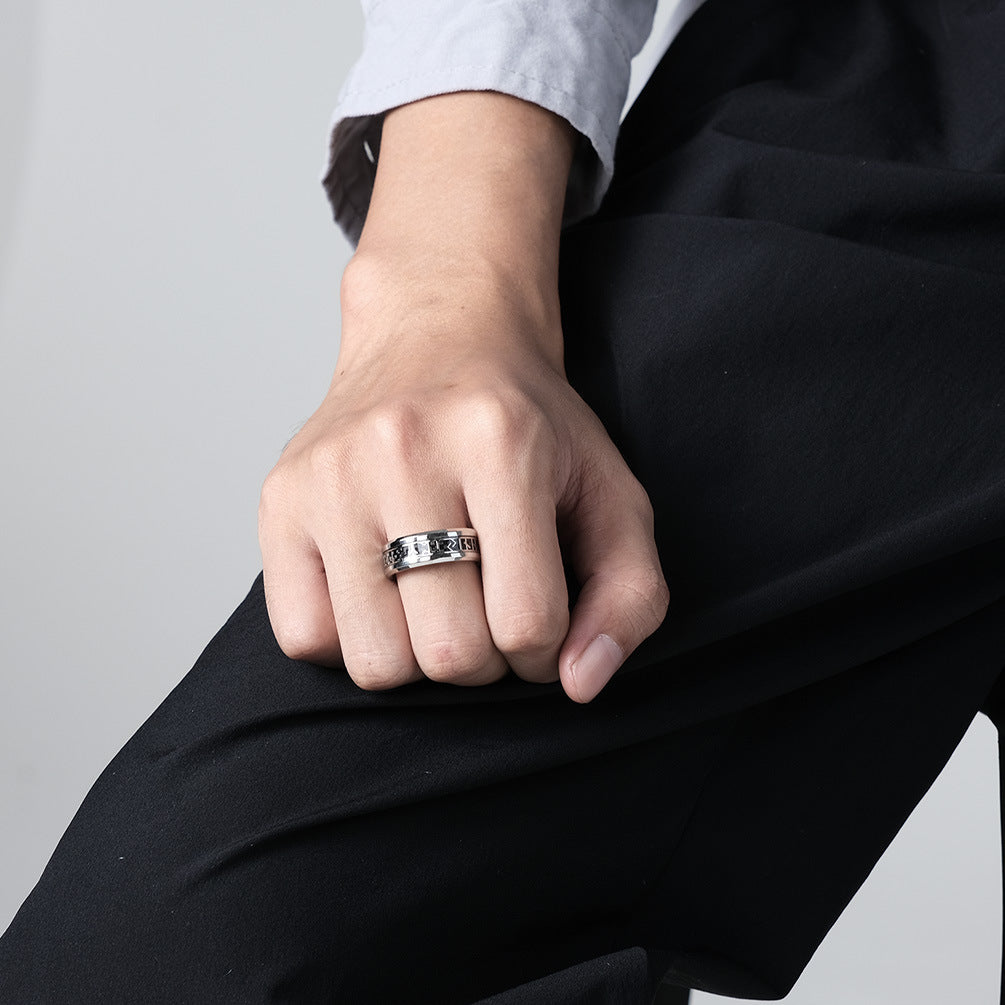 Planderful Viking Ring With Nordic Luhn Rune Stainless Steel For Men Unisex Jewelry