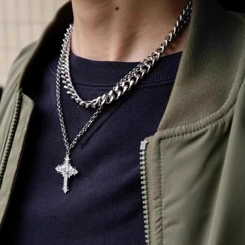 Planderful Jewelry Cross Necklace Titanium Steel