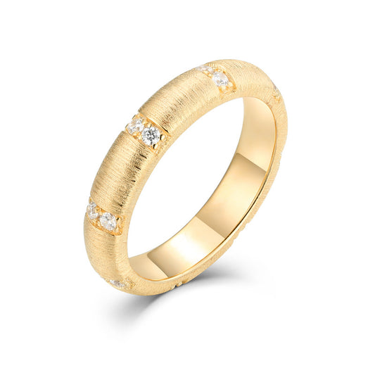 Planderful Sterling Silver Ring With Zircon Handmade Brushed Finish Elegant For Women