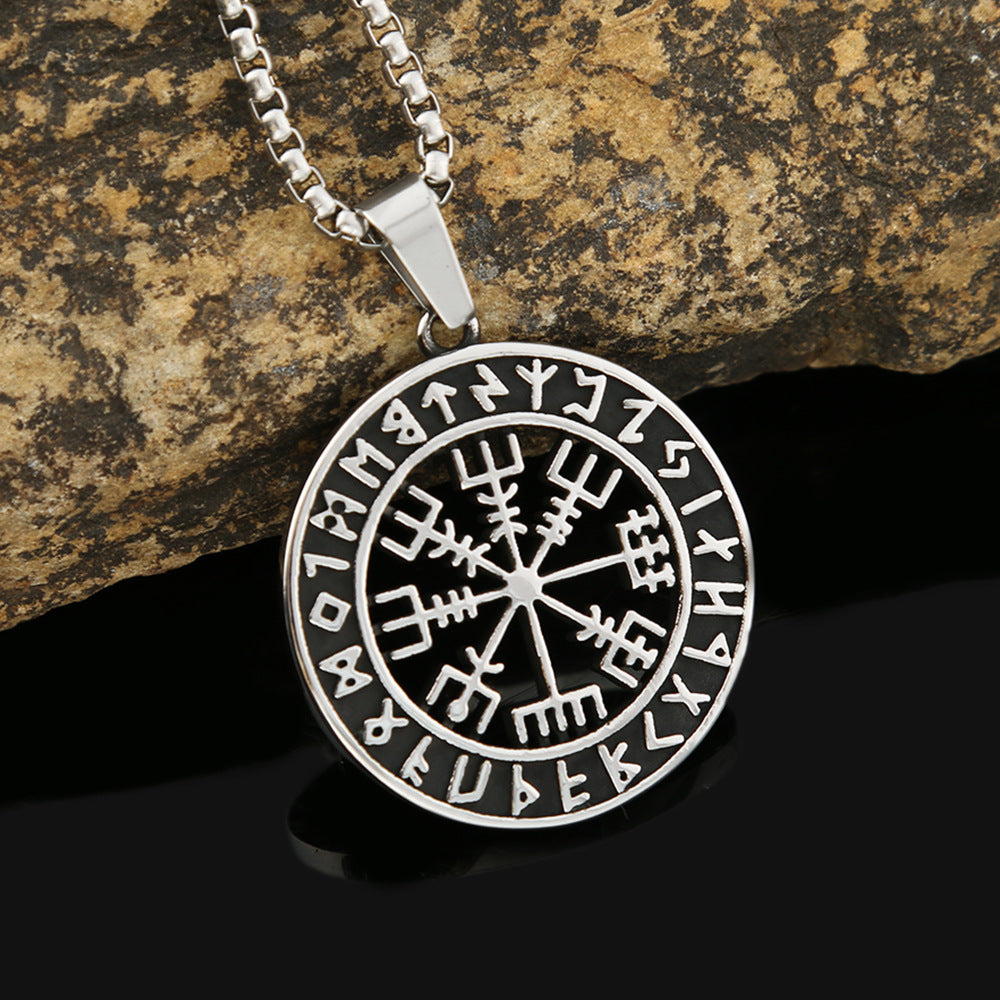 Viking Compass Stainless Steel Men's Pendant Necklace