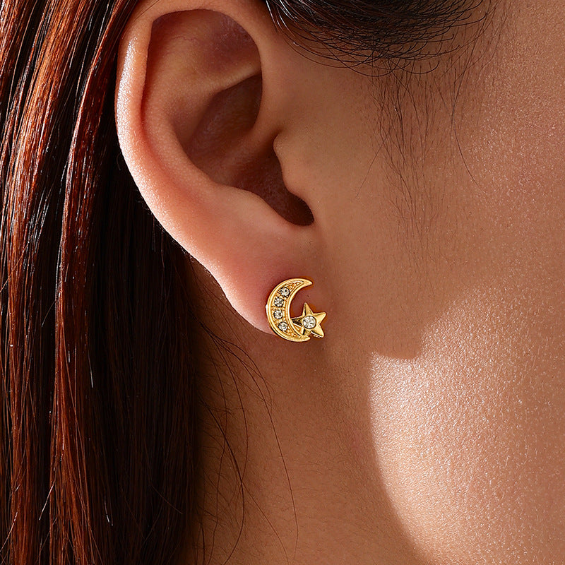 Planderful Vienna Verve Earrings – Elegant Metal Star Moon Design